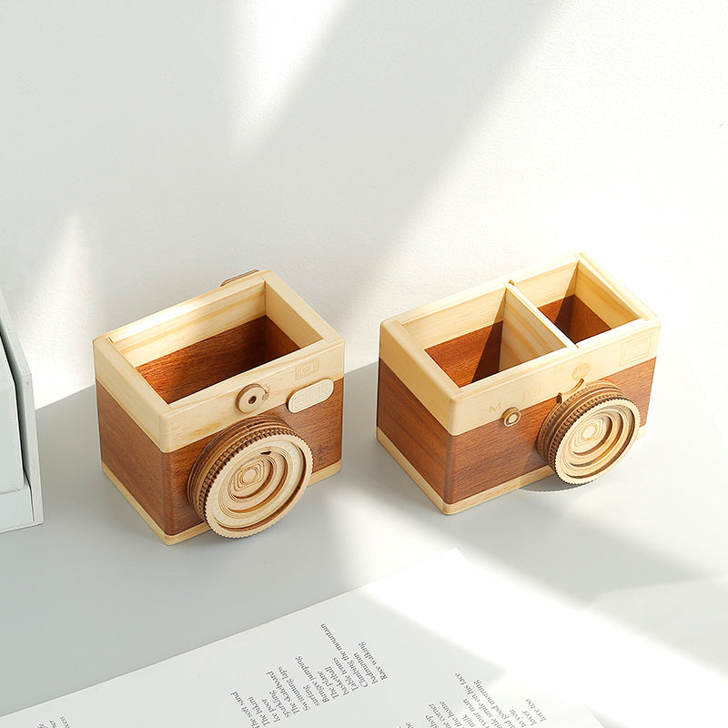 Wooden camera pen holder