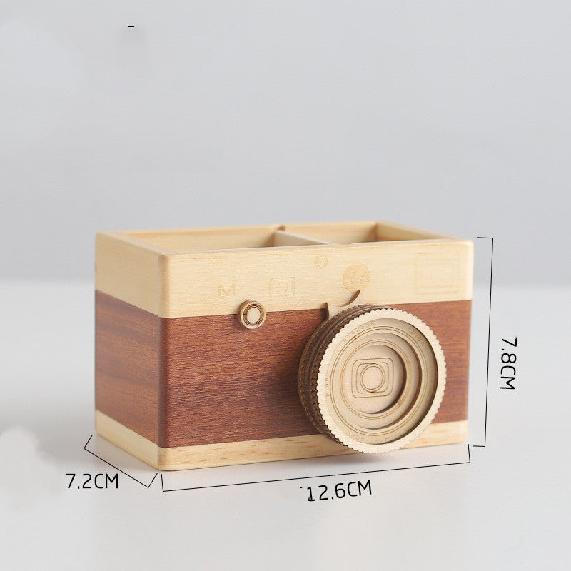 Wooden camera pen holder