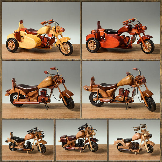 Retro Wooden Motorcycle Decoration Creative Home