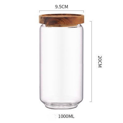 Home Kitchen Acacia Wood Sealed Storage Jar