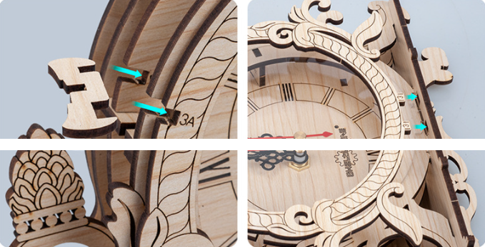 Wood Color Fashion Creative Wooden Clock 3D Puzzle