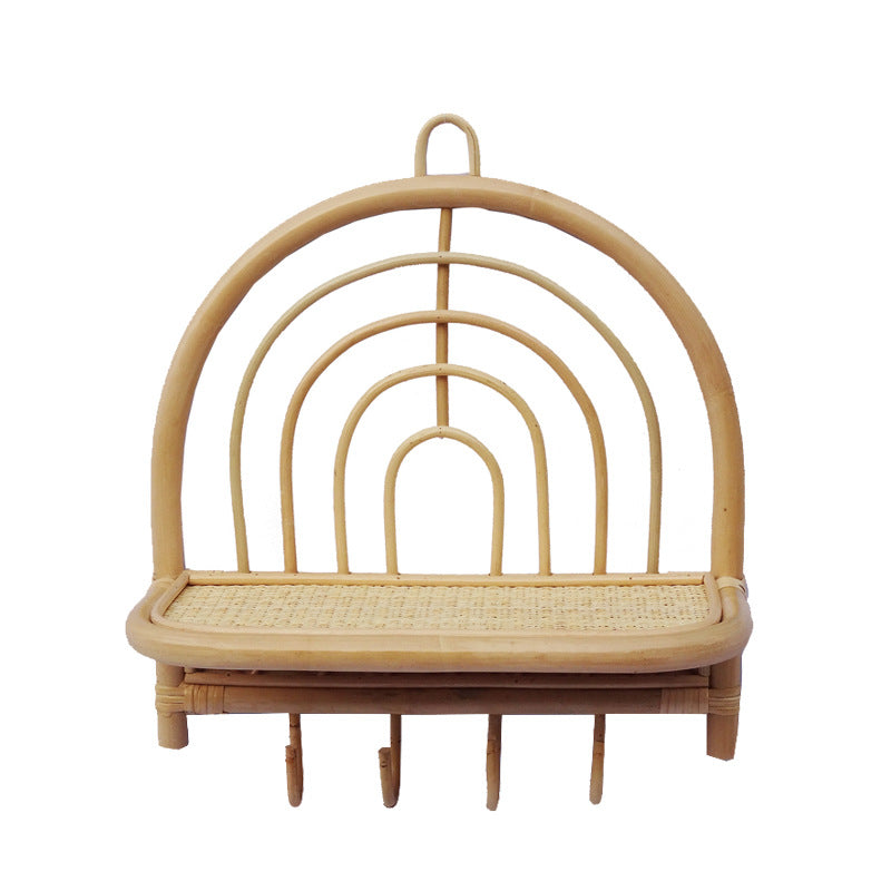 Retro Creative Real Rattan Wall Shelf