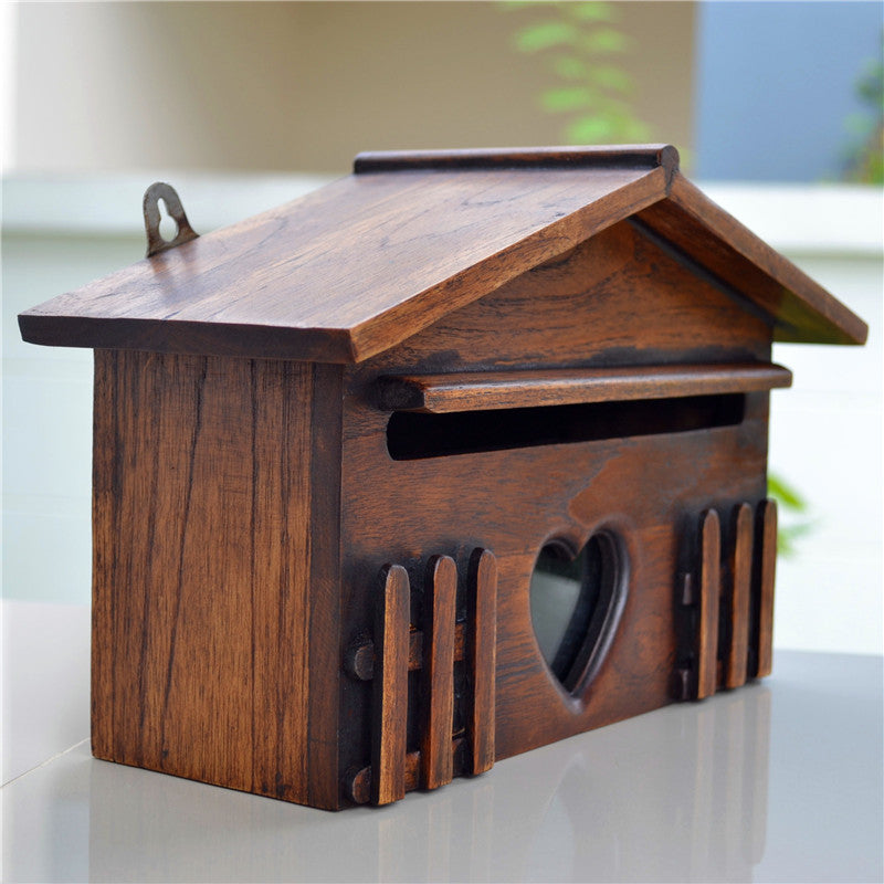 Rainproof Solid Wood European Style Creative Wooden Letter Box