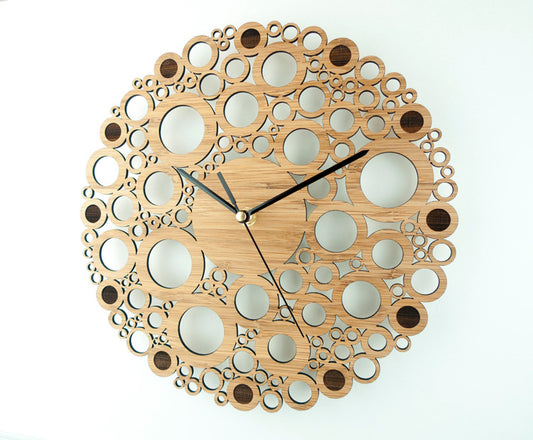 Natural Bamboo And Wood Multi-ring Wall Clock Pattern Creative Wall Hanging Table Quartz Clock Mute