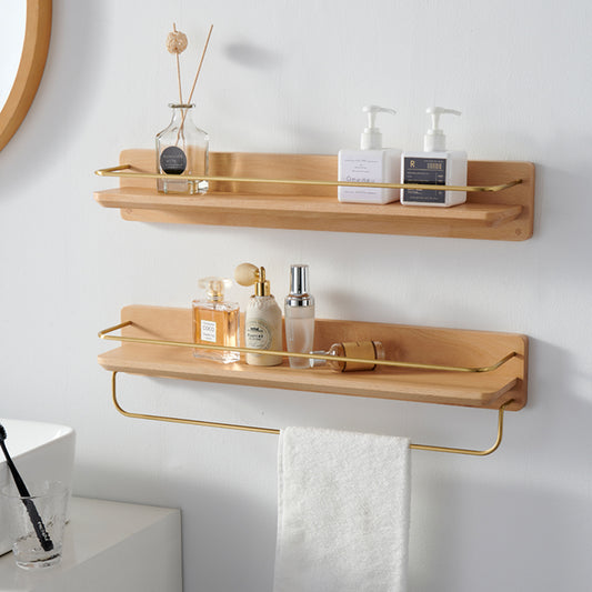 Bathroom Shelf Wall Hanging Free Punching Solid Wood