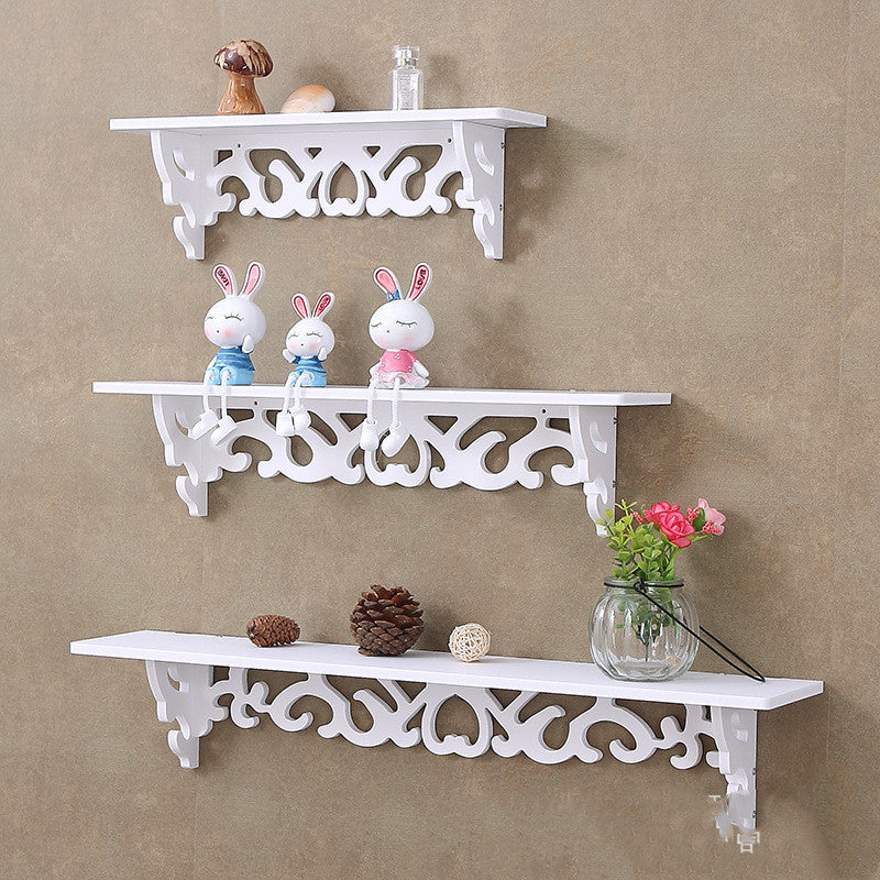 PVC Wood Plastic Wall Shelf Free Perforation Bedroom Decoration Simple Flower Stand Wall Hanging