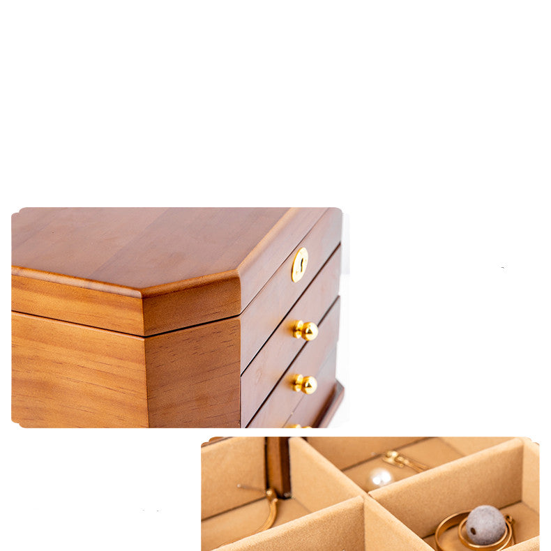 Solid Wood Storage Box Retro With Lock Jewelry Wooden Large Capacity