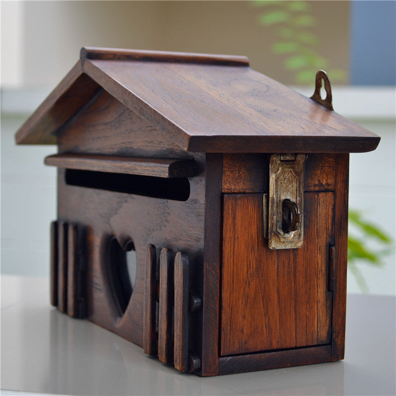 Rainproof Solid Wood European Style Creative Wooden Letter Box