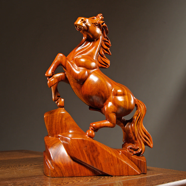 Pear Wood Carving Horse Ornaments Decoration Mahogany Crafts