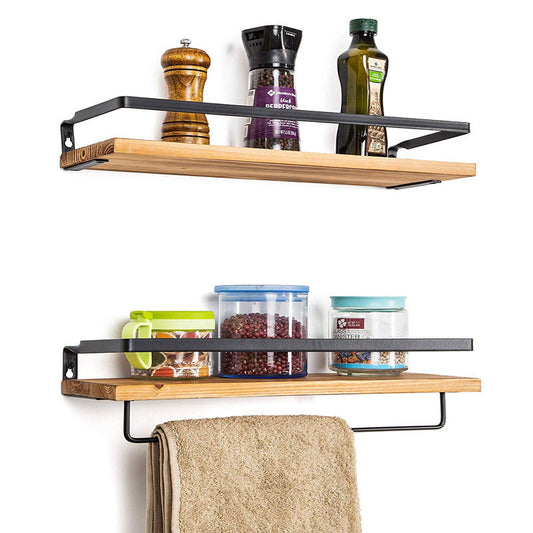 Suspended Wall Shelf Wooden Floating Shelf Bathroom Storage Shelf Kitchen Living Room Wall-mounted Partition